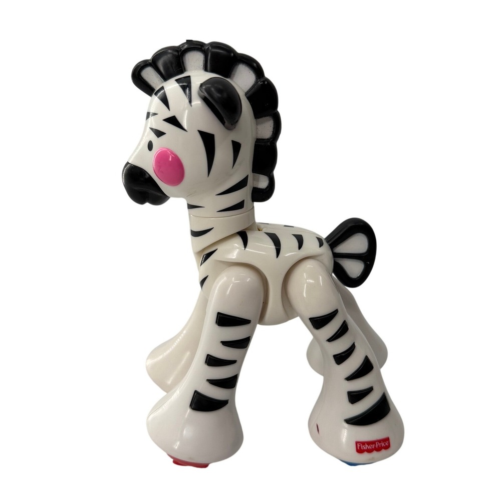Fisher Price Amazing Animals Zebra Toy Clicking Joints Textured Feet White Black